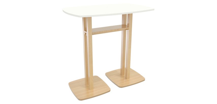 Paperflow Rectangular High Table with White MDF Veneer Top and Beech Coloured Frame Woody 1140 x 750 x 1100mm