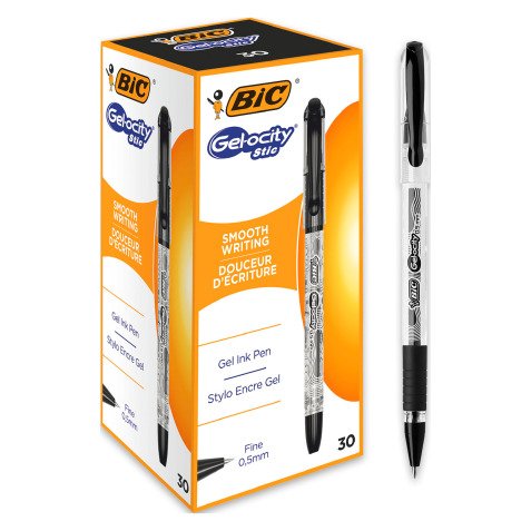 BIC Gelocity Stic Rollerball Pen 0.5 mm Black Pack of 30