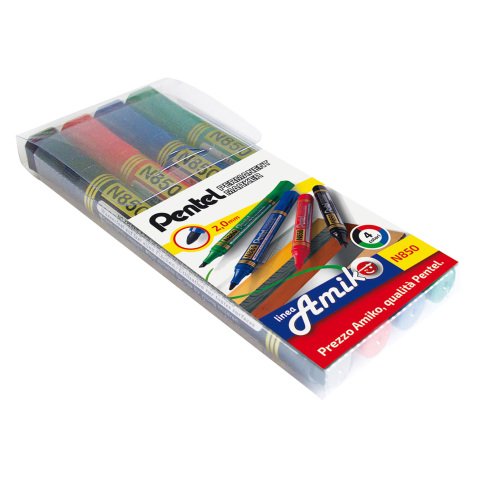 Marcatori permanenti Pentel N850 2 mm nero, blu, verde, rosso 4 unità