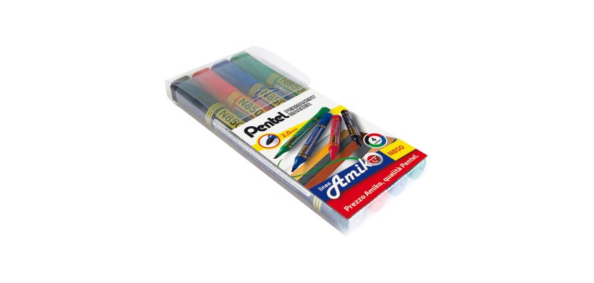 Marcatori permanenti Pentel N850 2 mm nero, blu, verde, rosso 4 unità