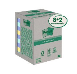 Post-it in carta riciclata Assortiti 76 x 76 mm Confezione convenienza 8+2 unità