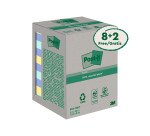 Post-it in carta riciclata Assortiti 76 x 76 mm Confezione convenienza 8+2 unità
