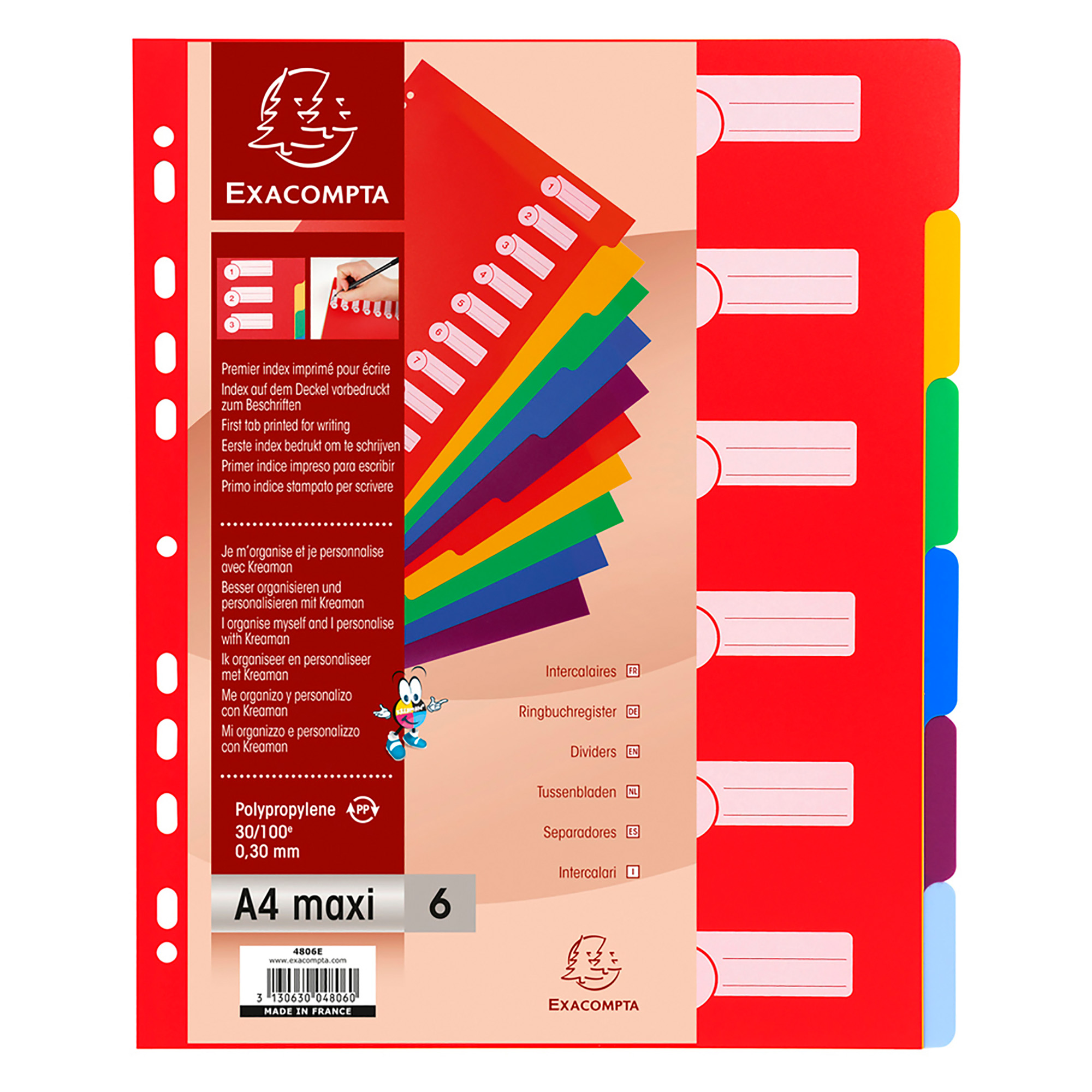 Divisori Pastel Maxi Formato A4 Set 6 Divisori Rainbow Pastel Per Raccoglitori - Maxi 24.5x30.5 Cm, Colori Pastello Separatori Cartelle Colorati