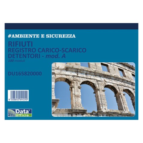 Registro carico-scarico rifiuti per detentori Mod. A Data Ufficio Bianco rigato non perforato 29,7 x 21,5 cm carta