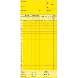 Schede orologio mensili Data Ufficio Giallo rigato non perforato 22,5 x 10,4 cm carta 100 unità