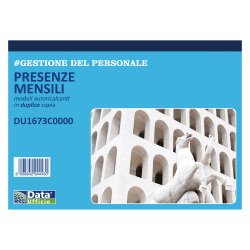 Blocco presenze mensili duplice copia Data Ufficio Bianco rigato non perforato 29,7 x 21,5 cm carta