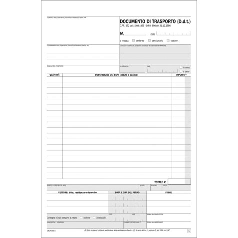 Blocchi DDT Data Ufficio Documenti di trasporto Bianco rigato non perforato 21 x 31 cm carta 50 unità