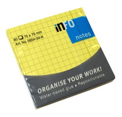 Foglietti riposizionabili stampati Caimi 75 x 75 mm Giallo a quadretti 12 unità