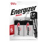 Energizer 9V Alkaline Batteries Max 6LR61 Pack of 2