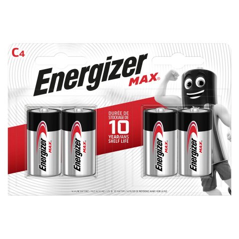 Pile alcaline Energizer Max C, 4 unità