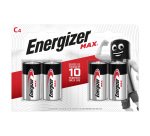 Pile alcaline Energizer Max C, 4 unità