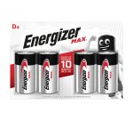 Pile alcaline Energizer Max D, 4 unità
