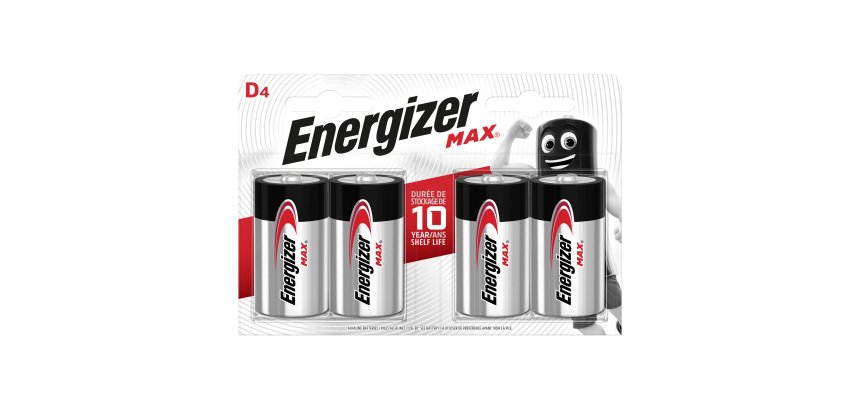 Pile alcaline Energizer Max D, 4 unità