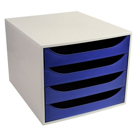 Office Depot 4 Drawer filing unit Grey, blue 28.4 x 34.8 x 23.4 cm