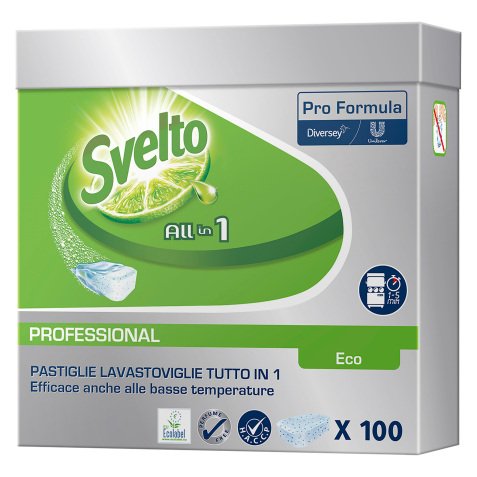 Detergente per lavastoviglie Svelto Tutto in 1 Eco 100 unità