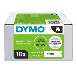 Dymo 2093097 - Nastro standard D1, 12 mm x 7 m, Nero su Bianco - value pack 10 pezzi