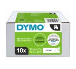 Dymo D1 2093097 / 45013 Authentic Label Tape Self Adhesive Black Print on White 12 mm x 7m Pack of 10