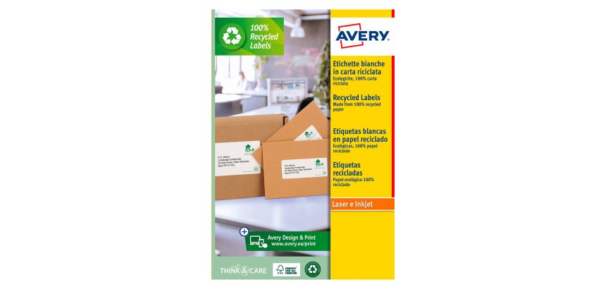 Etiqueta de dirección láser reciclada 99,1 x 38,1 mm Avery LR 7163-100 blanca - Caja de 1400