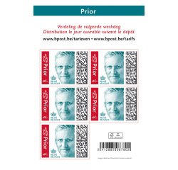 Blister de 10 x 5 timbres Roi Philippe PRIOR Nat 1 (Belgique). (Cet article n'est pas pris en compte dans le calcul d'éventuels frais de port, et ne donne pas droit aux cadeaux)