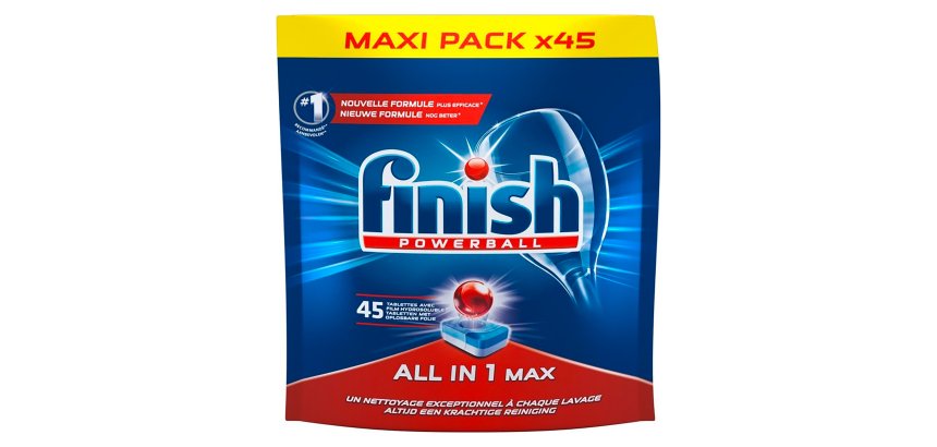 Pack 1 paquet de 45 Tablettes lave-vaisselle Finish Powerball ALL IN 1 max + 1 offert