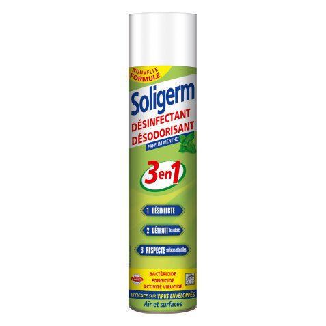 Désodorisant désinfectant Soligerm menthe - Aérosol 750 ml