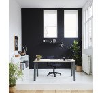 Bureau droit individuel chêne clair 160 x 80 cm, piétement métal - Arch