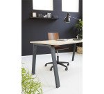 Bureau droit individuel chêne clair 140 x 60 cm, piétement métal - Arch