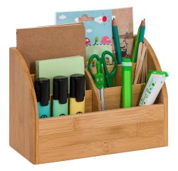 Organizador de escritorio de Bambú Cep Silva Bambú 5 compartimentos