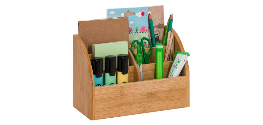 Organizador de escritorio de Bambú Cep Silva Bambú 5 compartimentos