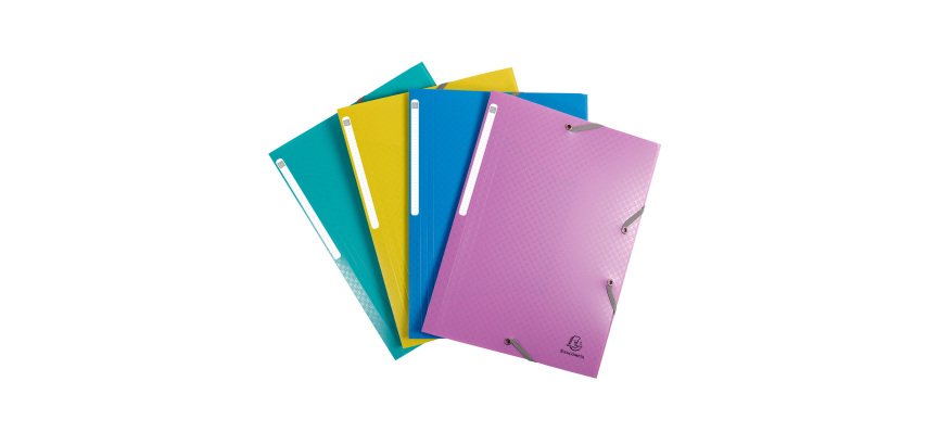 Chemise à élastique 3 rabats plastique Forever Young Exacompta 24 x 32 cm - Dos 3 cm couleurs assorties