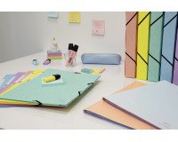 Chemise à élastique 3 rabats carton Exacompta Aquarel  24 x 32 dos 3 cm couleurs assorties