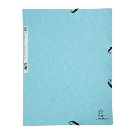 Carpeta con gomas y 3 solapas cartón Exacompta Aquarel 24 x 32 azul pastel