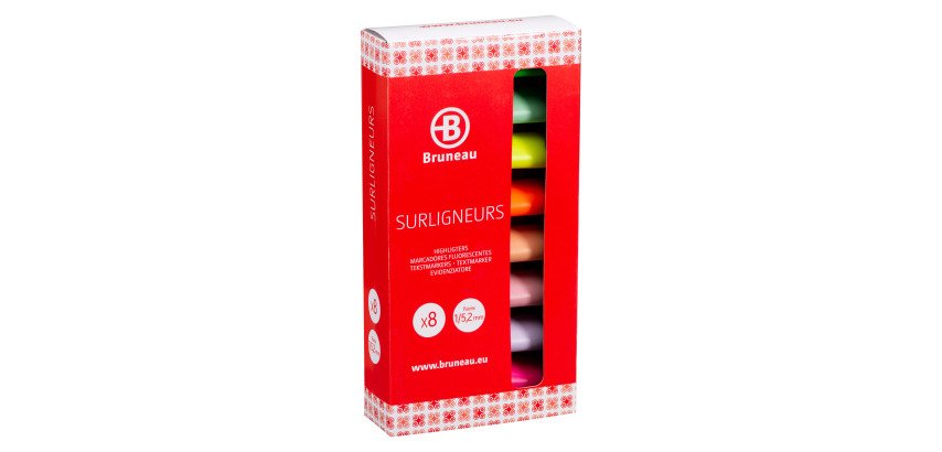 Surligneurs Bruneau couleurs assorties - Set de 8