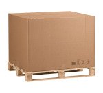 Caisse container kraft avec abattant, double cannelure L 118 x l 78 x H 80 cm