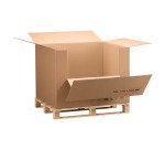Caisse container kraft avec abattant, double cannelure L 118 x l 78 x H 80 cm