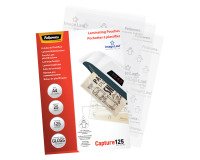 Paquete 25 Fundas de plastificación térmica A4 125 micras Fellowes Glossy