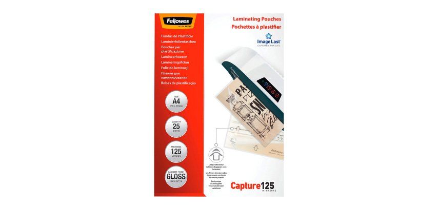 Laminating pouches Fellowes A4 2 x 125 µ glossy - Box of 25