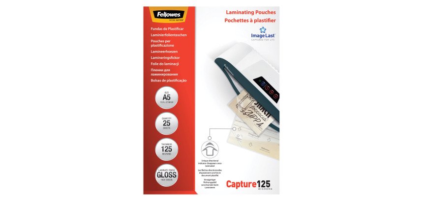 Boîte 25 pochettes de plastification A5 2 x 125 µ brillantes Fellowes