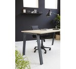 Bureau droit individuel chêne clair 140 x 60 cm, piétement métal - Arch