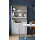 Bibliothèque bois avec portes basses Ecla H 182 x L 100 x P 46 cm