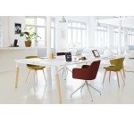 Pôle de 4 bureaux droits L 320 x P 166 cm, piétement bois métal - Arch