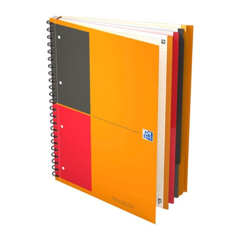 Cahier spirale Filingbook Oxford International A+ 23,3 x 29,8 cm - perforé 4 trous - blanc ligné - 200 pages