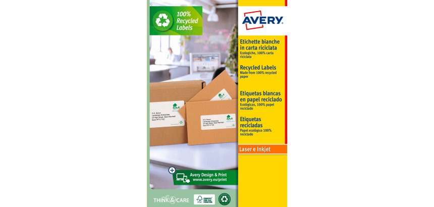 Etiqueta de dirección láser reciclada 99,1 x 33,9 mm Avery LR 7162-100 blanca - Caja de 1600