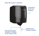 Distributeur pour bobine d'essuyage à dévidage central Tork M4 Maxi Reflex blanc-bleu