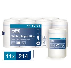 Mini bobine d'essuyage à dévidage central Tork M1 Advanced Plus blanche - Carton de 11