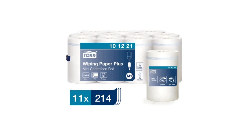 Mini bobine d'essuyage à dévidage central Tork M1 Advanced Plus blanche - Carton de 11