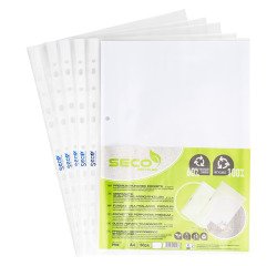 Fundas multitaladro Seco A4, polipropileno granulado 8/100 - Bolsa de 50