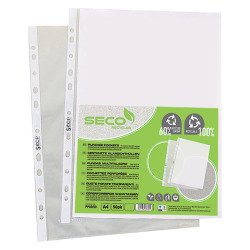 Perforated sleeves Seco A4 grained polypropylene 5/100e - bag of 50