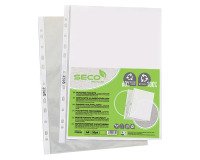 Pochettes perforées Seco A4 polypropylène grainée 5/100e - Sachet de 50