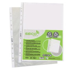 Perforated sleeves Seco A4 grained polypropylene 5/100e - bag of 50